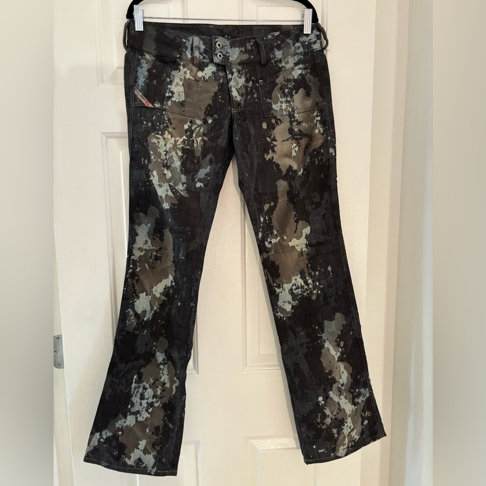 Vintage Y2K Diesel Hush black paint splatter super low rise jeans- Rare! 30 x 32